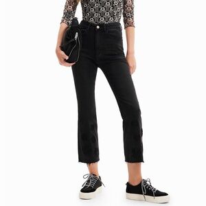 Desigual embroidered daisy crop flare jeans